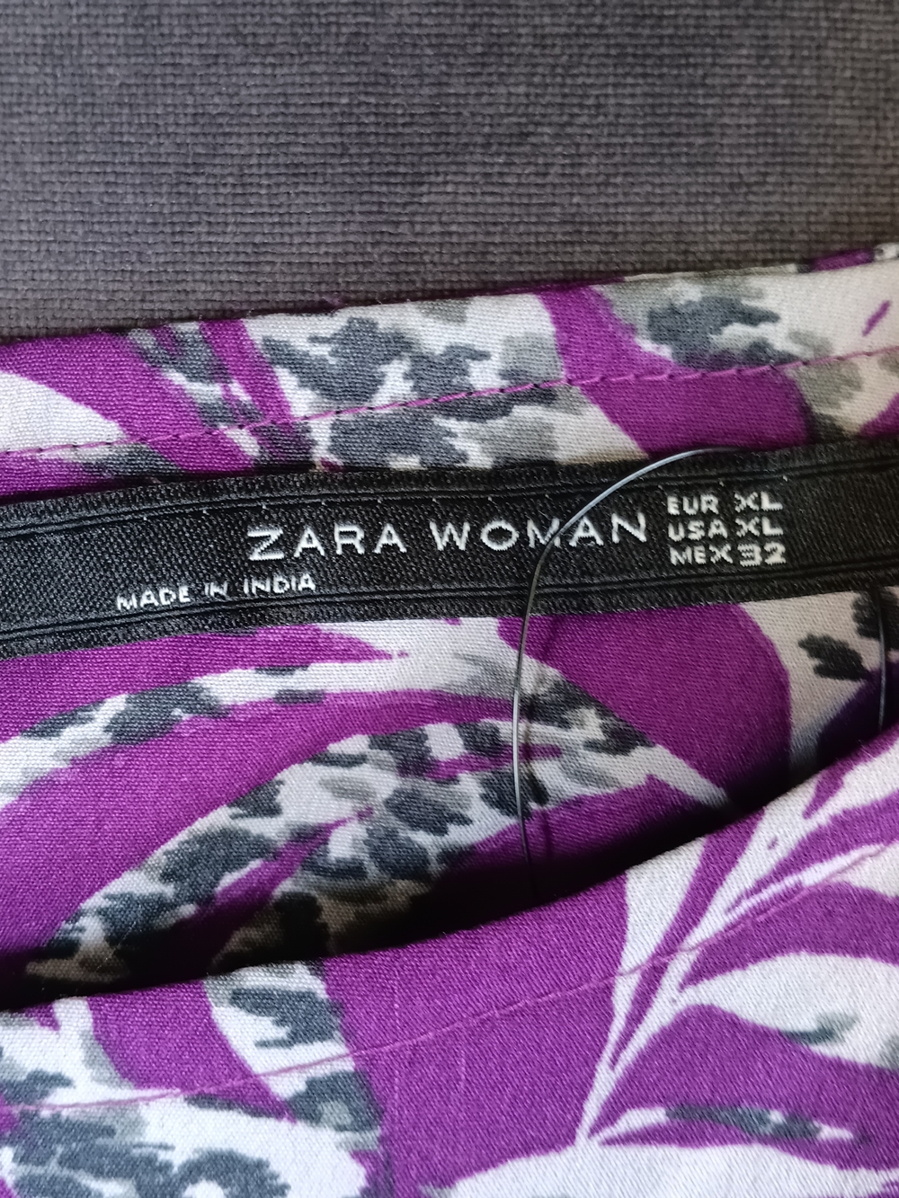 Zara Woman Purple and White Leaf-Print Dress, Wedding Guest - Picture 3 of 4